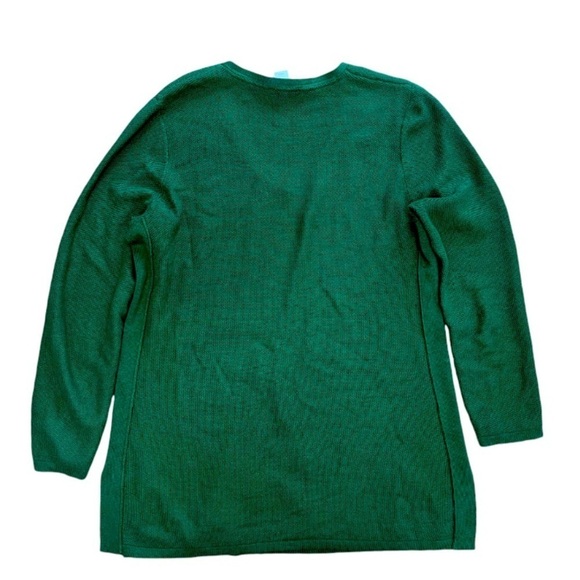 J. Jill Slit Side Waffle Knit Long Sleeve Lightweight Sweater Hunter Green Sz Sm - Picture 2 of 11
